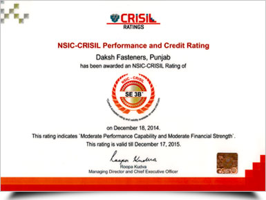 crisil certificate - daksh fasteners ludhiana india